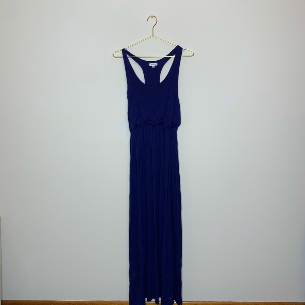 Navy Blue Maxi Dress with Leg Slits